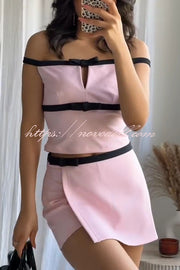 Fashion Contrast Bow Sleeveless Slim Fit Top