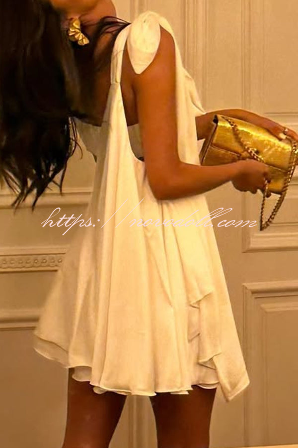 Antari Pleated Tube Top One Shoulder Tie-up Vacation Mini Dress