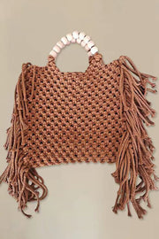 Fashion Woven Open Tassel Tote