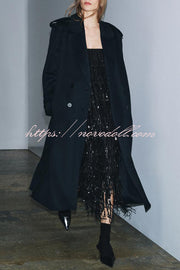 Chic Celebration Layered Sequined Tassels Slip Strapless H-line Midi Dress