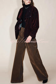 Taylor Denim Mid Rise Detachable Belt Flocked Pocket Wide Leg Jeans