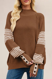 Stylish Color-blocked Loose Long-sleeved Knit Sweater
