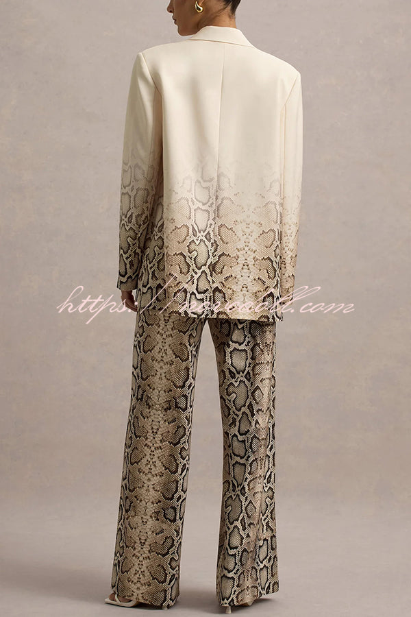 Hurley Ombre Snake Print Elastic Waist Pocketed Wide Leg Pants