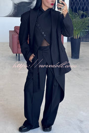 Urban Charm High Stand-up Collar Oblique Buckle Design Sleeveless Vest
