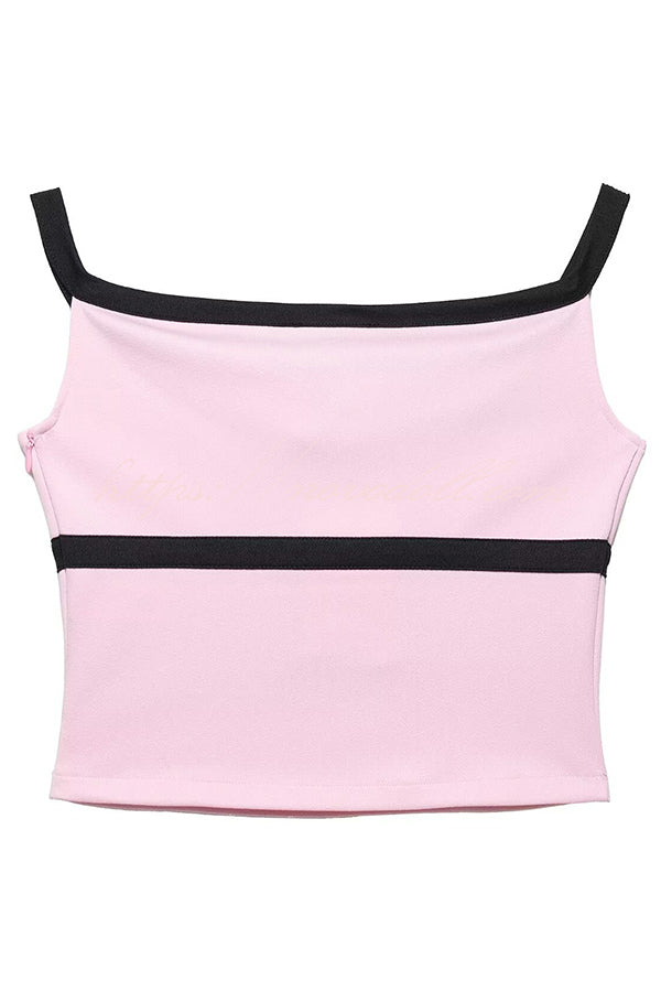 Fashion Contrast Bow Sleeveless Slim Fit Top