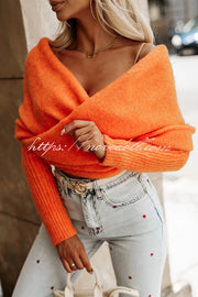 Warm in Two Ways Knit Off Shoulder Relaxed Poncho Sweater