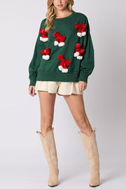 Christmas Bow Embellished Casual Long-sleeved Sweatshirt