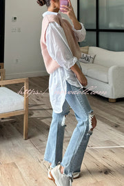 Solid Color V-neck Sleeveless Casual Loose Vest