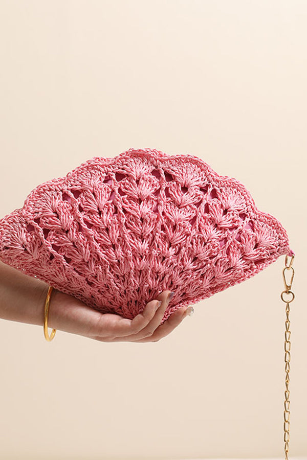 Fairy Shell Hollowed-Out Crossbody Straw Bag