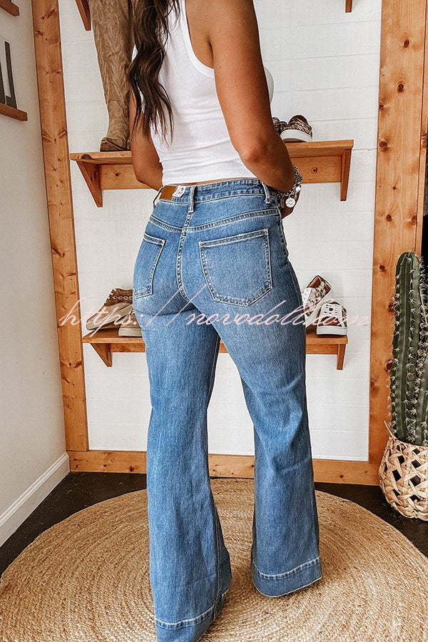 Fashion Stretch Pocket Casual Straight Jeans