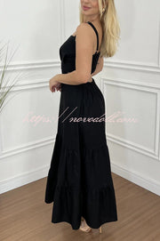 Solid Color Sleeveless Pleated Back Waist-baring Maxi Dress