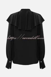 Court-style Draped Ruffled Elegant Chiffon Blouse