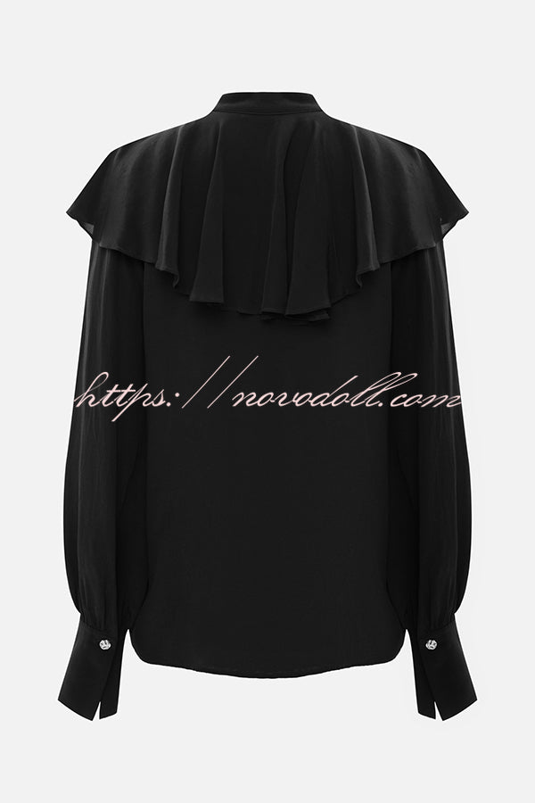 Court-style Draped Ruffled Elegant Chiffon Blouse