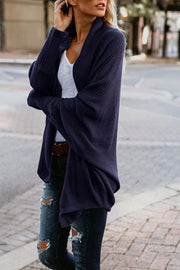 Bat sleeve plus size long knitted cardigan sweater