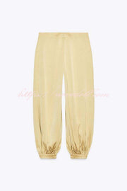 City Phantom Satin High Rise Pocket Aladdin Bloomers Pants