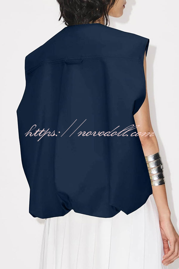 Fashion Zipper Sleeveless Pocket Loose Vest Jacket