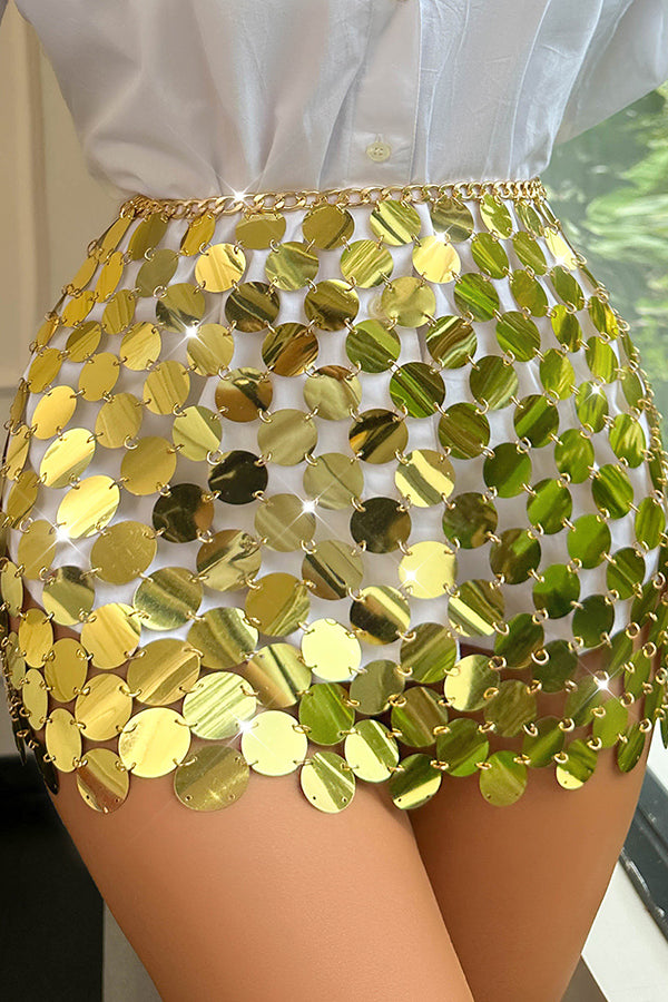 Sexy Sparkling Sequined Hollow Skirt