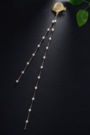 Elegant Pearl Tassel Shell Hairpin