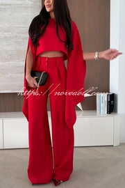 City Atelier Bell Slit Sleeve Top and High Rise Pocket Wide Leg Pants Set