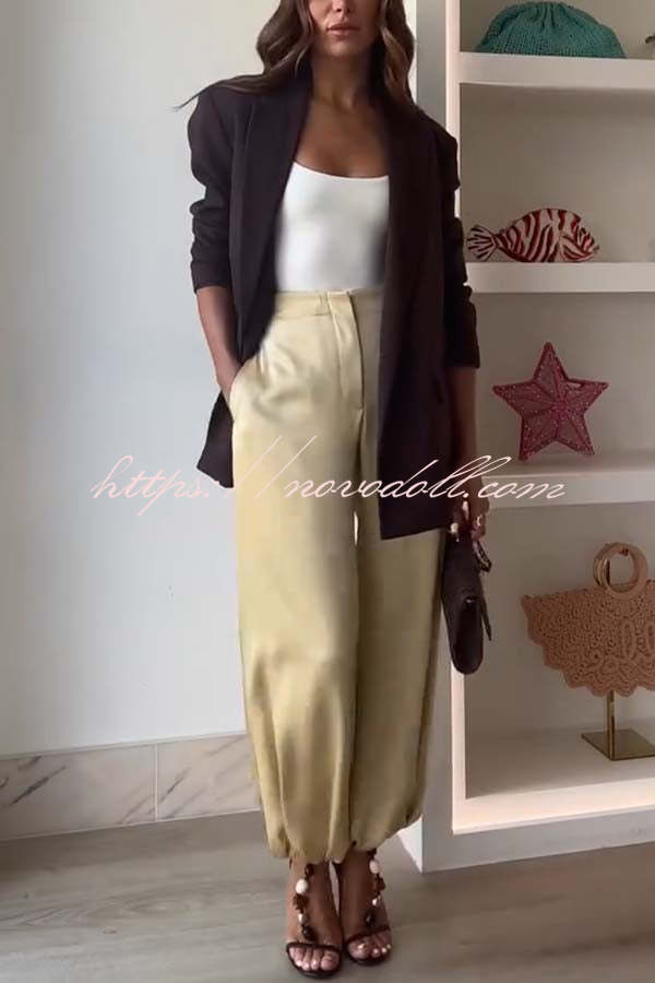 City Phantom Satin High Rise Pocket Aladdin Bloomers Pants