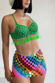 Sexy Sparkling Sequined Hollow Skirt