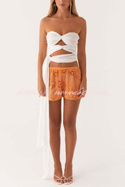 Dazzling Sequin Beaded Material Low Rise Elastic Waist Loose Shorts