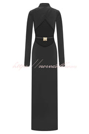 Sexy Backless Long-sleeved Stretch Slim-fit Maxi Dress