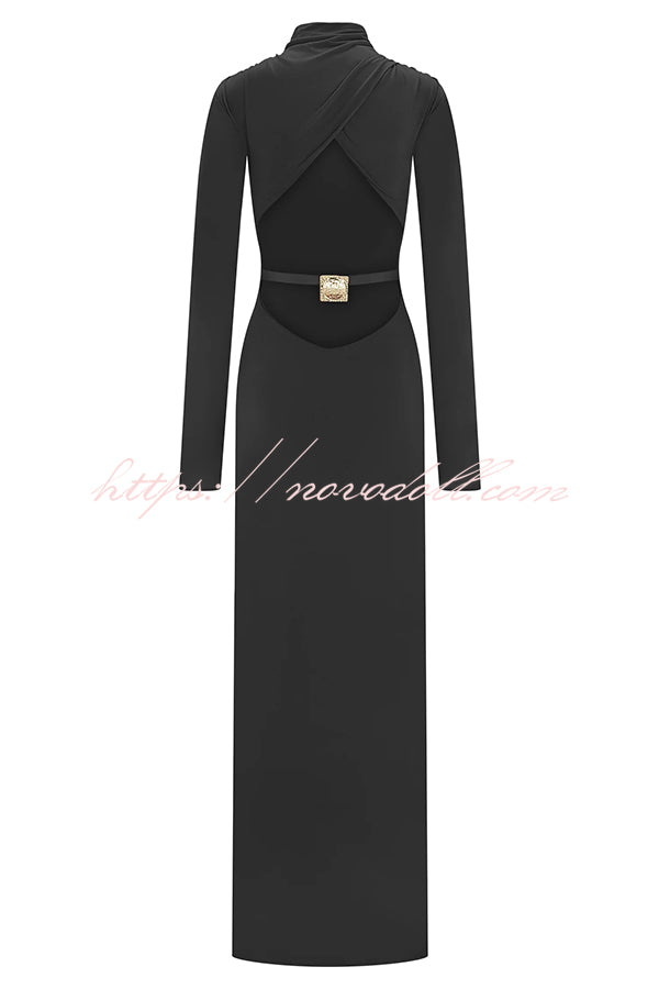 Sexy Backless Long-sleeved Stretch Slim-fit Maxi Dress