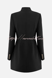 Elegant Long-sleeved Hollowed-out Button-down Slim-fit Mini Dress