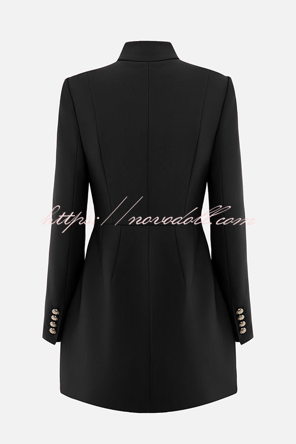 Elegant Long-sleeved Hollowed-out Button-down Slim-fit Mini Dress