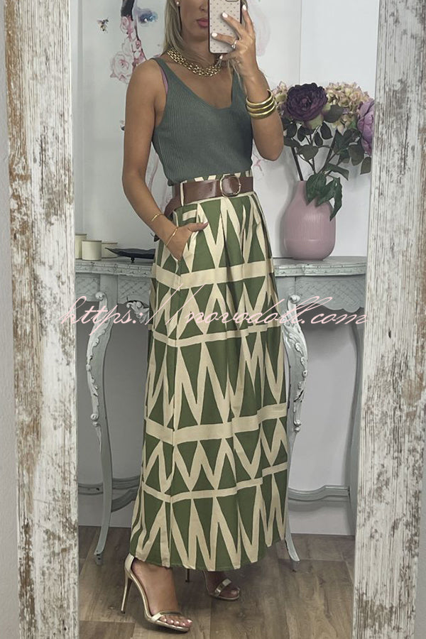 Unique Print Loose Pocket Holiday Maxi Skirt