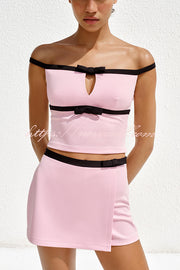 Fashion Contrast Bow Sleeveless Slim Fit Top