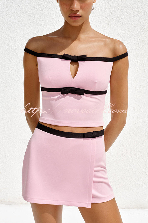 Fashion Contrast Bow Sleeveless Slim Fit Top