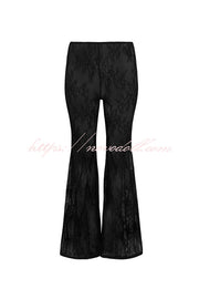 Feel Confident and Sexy Lace Elastic Waist Fishtail Hem Stretch Pants