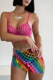 Sexy Sparkling Sequined Hollow Skirt