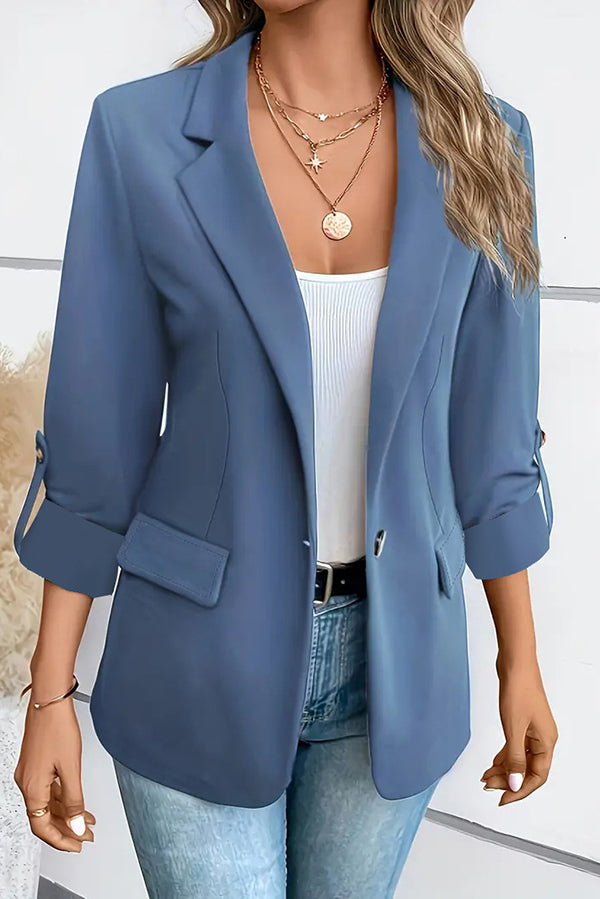 Solid Color Casual Long Sleeve Lapel Blazer