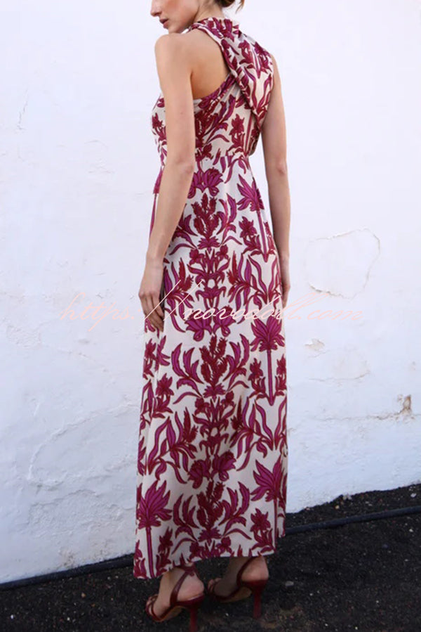Unique Printed Fashion One Shoulder Casual Maxi Dress
