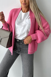 Solid Color V-neck Long-sleeved Casual Knitted Cardigan