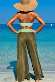 Solid Color Loose Metal Buckle Beach Pants