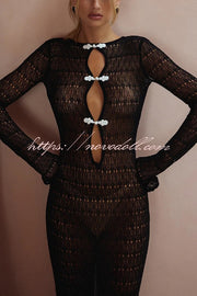 Sexy Backless Long-sleeved Knitted Slim-fit Maxi Dress