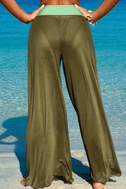 Solid Color Loose Metal Buckle Beach Pants