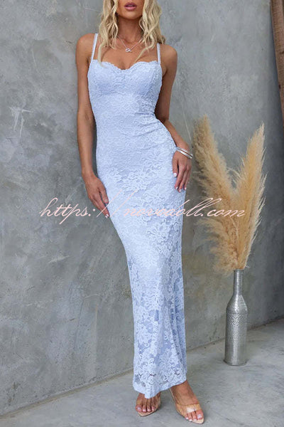Gorgeous Curve Lace Material Adjustable Straps Stretch Maxi Dress