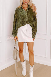 Solid Color Velvet Light-sensitive Drape Loose Shirt