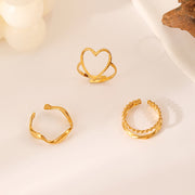 Personalized Hollow Line Heart-shaped Adjustable Ring