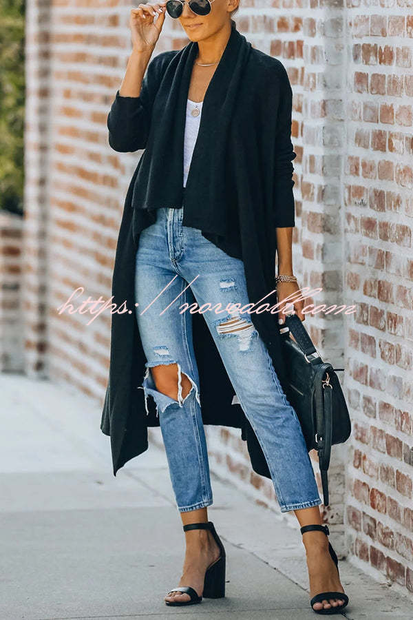 Fireside Pocketed Oversized Drape Neckline Knit Cardigan