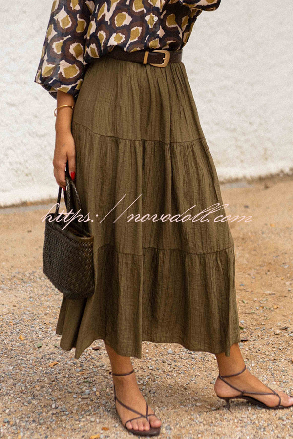 Solid Color Splicing Casual Vacation Maxi Skirt