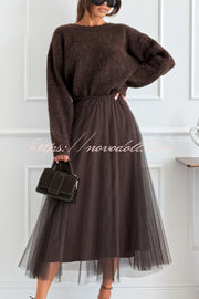 Gisella Knit Back Slit Leopard Print Bow Design Long Sleeve Relaxed Sweater