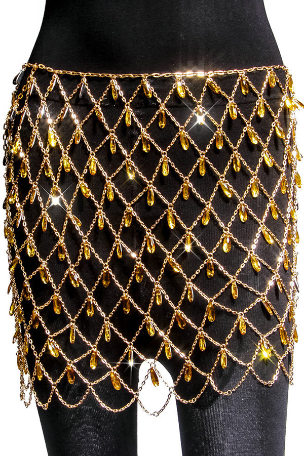 Sexy Hollow Colorful Sparkling Crystal Skirt