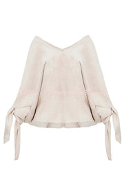 Joyful Bond Linen Blend V-neck Knotted Cuff Half Sleeve Loose Top