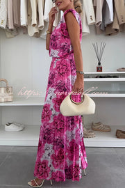 Fashionable Round Neck Shoulder Pads Top and Elastic Waist Pleated Wide-leg Pants Set